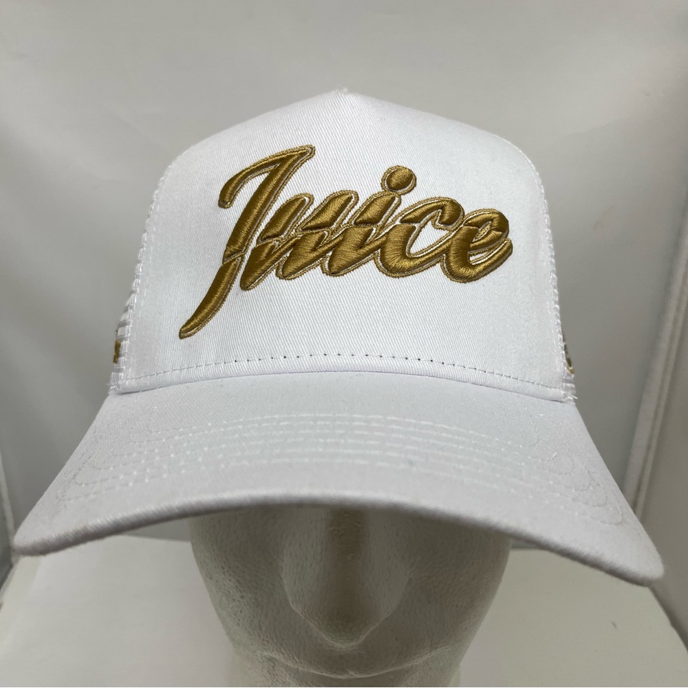 Juice Basketball One Court Mesh Trucker Snapback White Gold Rope Hat Cap Hip Hop